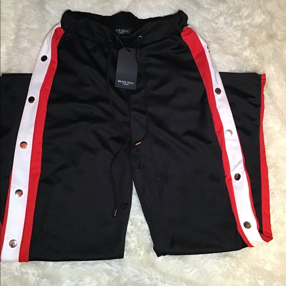 Brave soul London contrast popper wide leg joggers